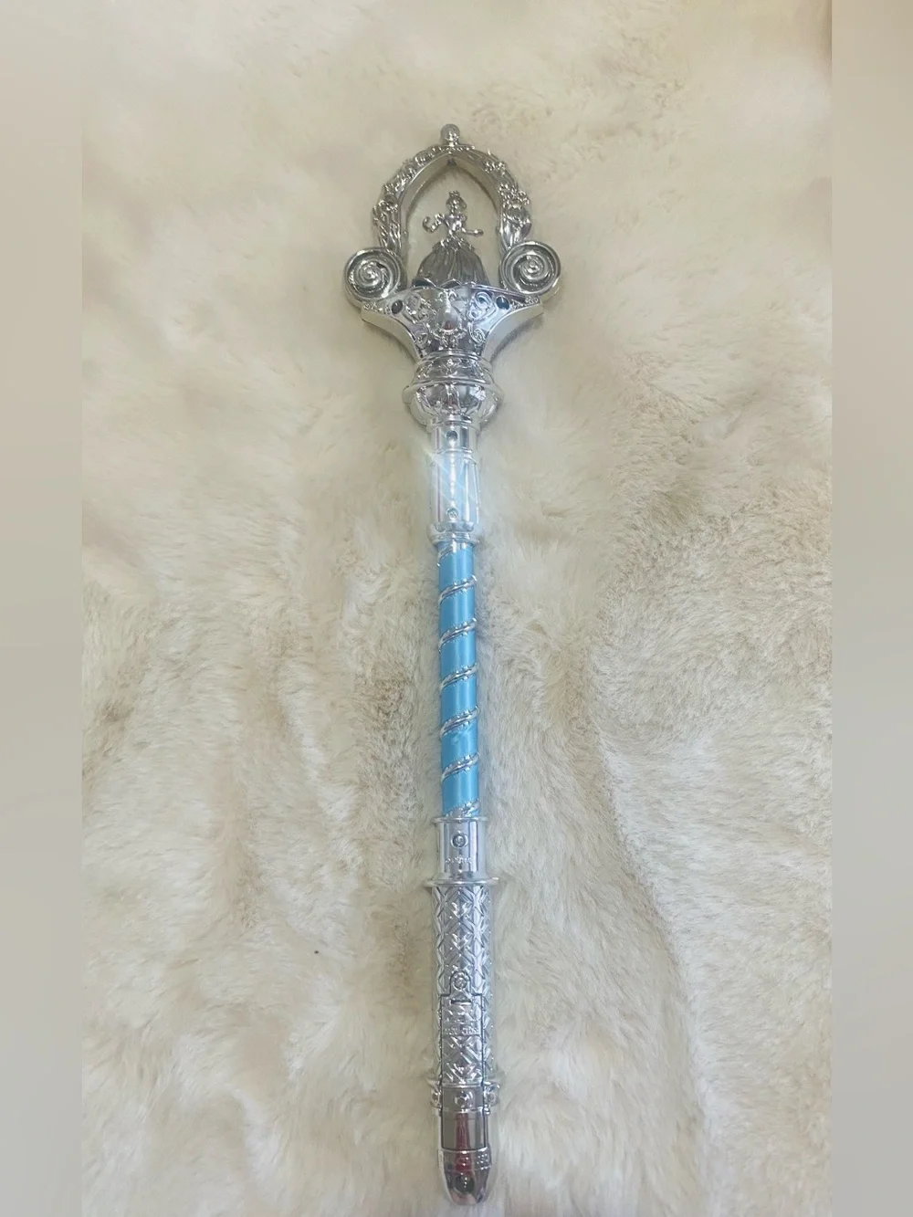 Cinderella light Up Wand  Silver Novelty Princess Scepter with Light Blue Handle